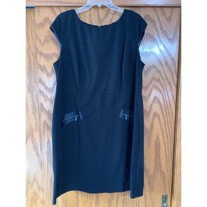 Black Sheath Dress with Faux Leather Accent